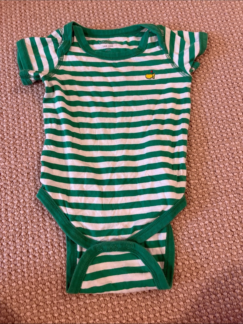 Masters Green & White Striped Baby One-Piece Bodysuit